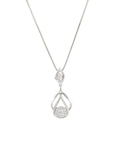 Pre-owned Pendant 18k Diamond  Necklace, 18" In Multi
