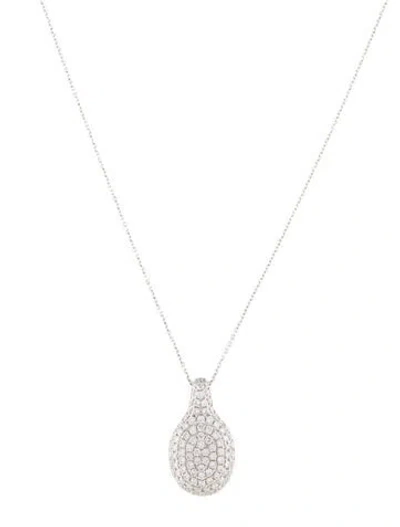 Pre-owned Pendant 18k Diamond  Necklace, 18" In Multi