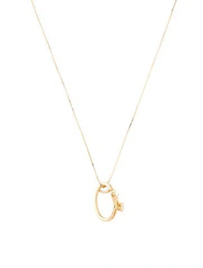 Pre-owned Pendant 18k Diamond  Necklace, 18.5" In Multi