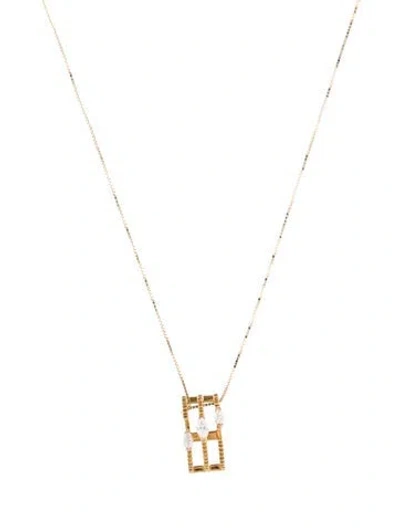 Pre-owned Pendant 18k Diamond  Necklace, 19" In Multi