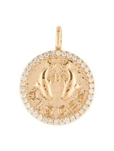 Pre-owned Pendant 18k Diamond Pisces Medallion  In Multi