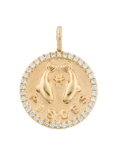 Pre-owned Pendant 18k Diamond Pisces , 0.75" In Multi