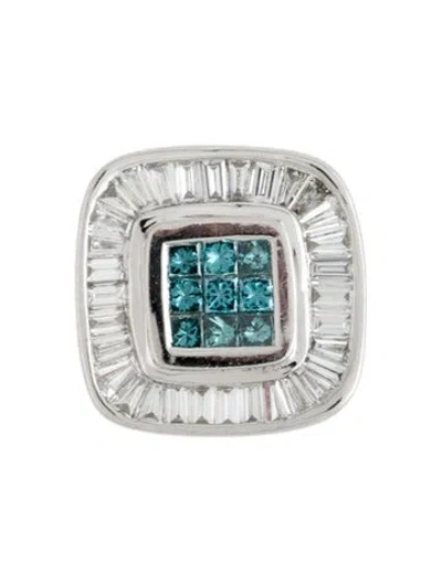 Pre-owned Pendant 18k Diamond Square , 0.5" In Multi