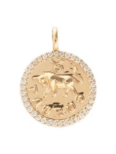Pre-owned Pendant 18k Diamond Taurus Zodiac , 6.5" In Multi