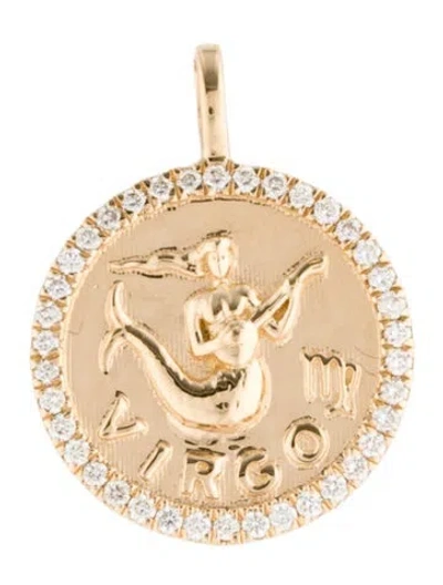 Pre-owned Pendant 18k Diamond Virgo Zodiac  In Multi