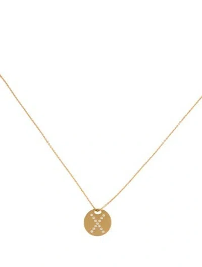 Pre-owned Pendant 18k Diamond 'x' Disc  Necklace, 17.5" In Multi