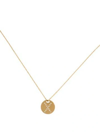 Pre-owned Pendant 18k Diamond 'x' Disc  Necklace, 17.75" In Multi