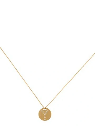 Pre-owned Pendant 18k Diamond 'y' Disc  Necklace, 17.5" In Multi