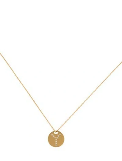 Pre-owned Pendant 18k Diamond 'y' Disc  Necklace, 17.5" In Multi