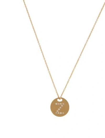 Pre-owned Pendant 18k Diamond 'z' Initial  Necklace, 18" In Multi