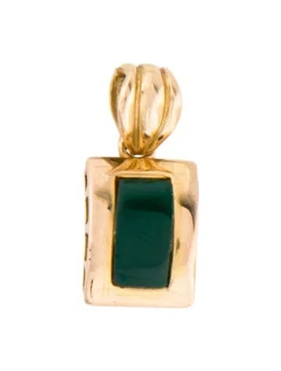 Pre-owned Pendant 18k Dyed Chalcedony , 1" In Multi
