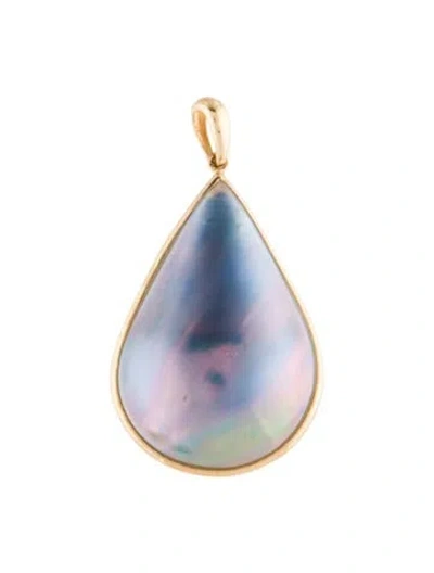 Pre-owned Pendant 18k Dyed Cultured Pearl  In Multi