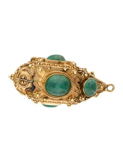 Pre-owned Pendant 18k Emerald Locket  In Multi