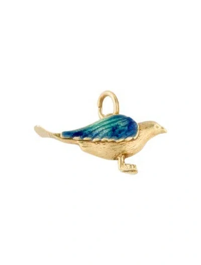 Pre-owned Pendant 18k Enamel Bird Charm  In Multi