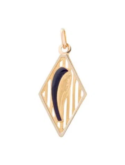 Pre-owned Pendant 18k Enamel , 1.5" In Blue
