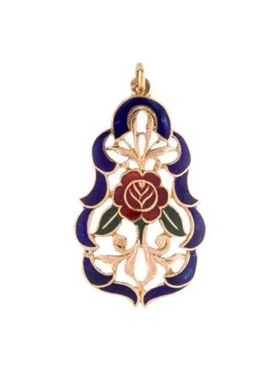 Pre-owned Pendant 18k Enamel , 1.5" In Multi