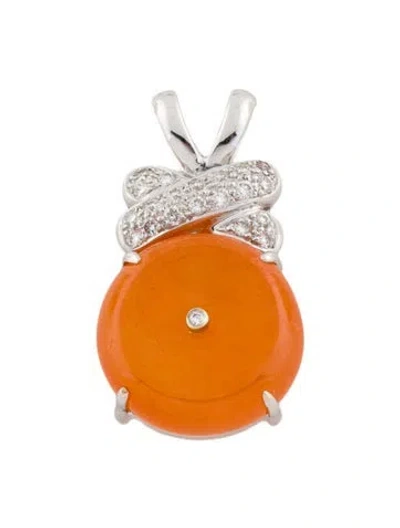 Pre-owned Pendant 18k Garnet & Diamonds  In Multi