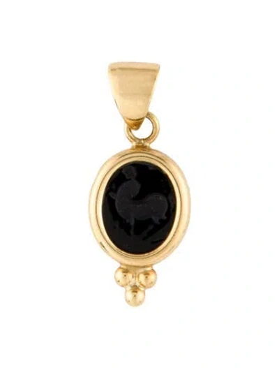 Pre-owned Pendant 18k Glass Cameo  In Black