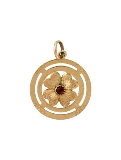 Pre-owned Pendant 18k Glass Clover  In Red