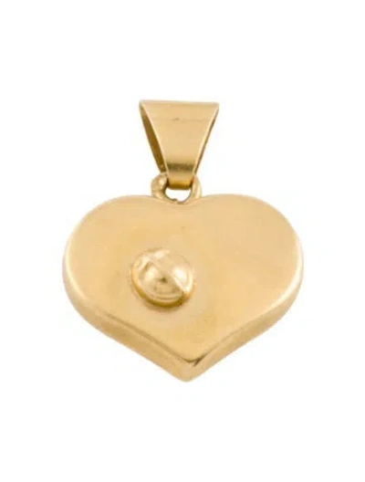 Pre-owned Pendant 18k Heart & Ladybug , 0.75" In Multi