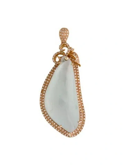 Pre-owned Pendant 18k Jadeite & Diamond , 2" In Multi
