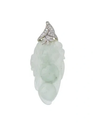 Pre-owned Pendant 18k Jadeite & Diamond  In Multi