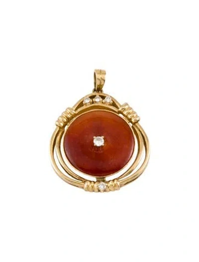 Pre-owned Pendant 18k Jadeite & Diamond  In Multi