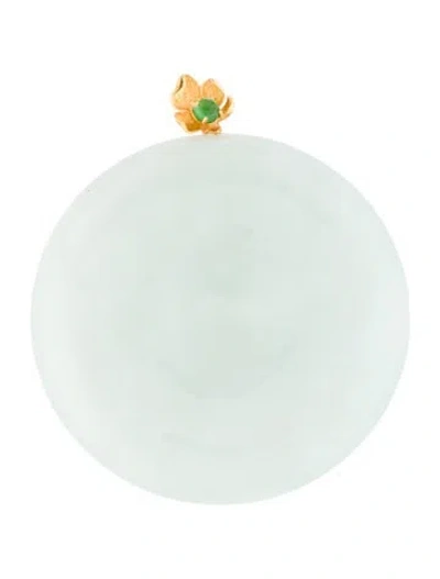 Pre-owned Pendant 18k Jadeite & Dyed Jadeite , 1.25" In Multi