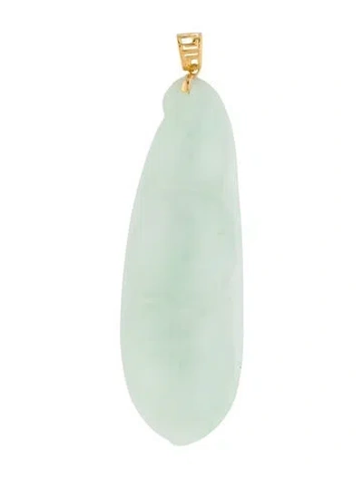 Pre-owned Pendant 18k Jadeite Bean Pod  In Multi
