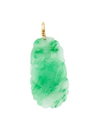 Pre-owned Pendant 18k Jadeite Carved Monkey  In Multi