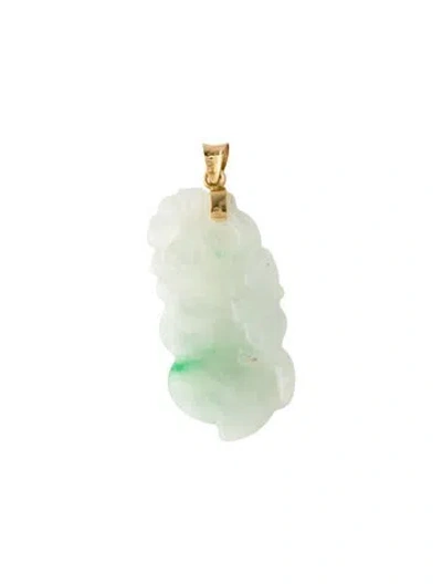 Pre-owned Pendant 18k Jadeite Carved  In Multi