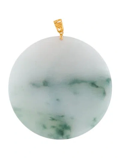 Pre-owned Pendant 18k Jadeite Disc , 1.5" In Multi