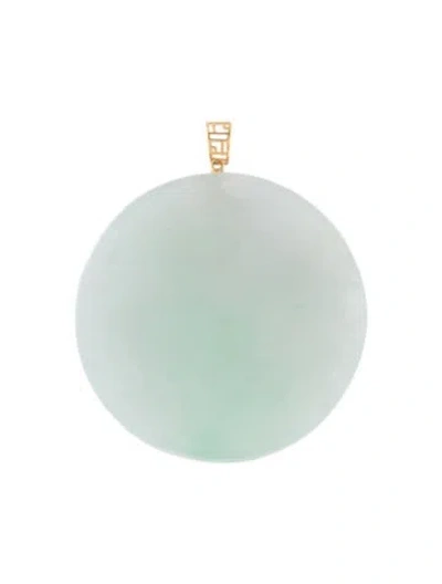 Pre-owned Pendant 18k Jadeite Disk , 1" In Multi