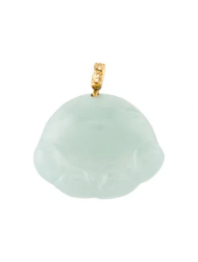 Pre-owned Pendant 18k Jadeite Paw  In Multi