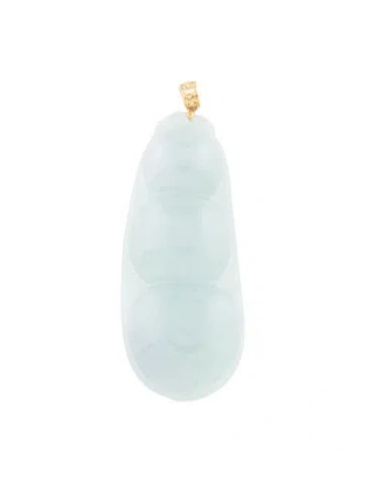 Pre-owned Pendant 18k Jadeite Pea Pod  In Multi