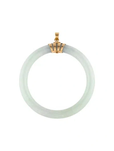 Pre-owned Pendant 18k Jadeite Round Hoop  In Multi