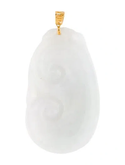 Pre-owned Pendant 18k Jadeite Swirl  In Multi