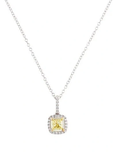 Pre-owned Pendant 18k Lab-grown Diamond  Necklace, 16" In Multi