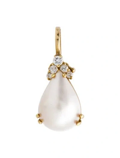 Pre-owned Pendant 18k Mabè Pearl & Diamond  Enhancer In Multi