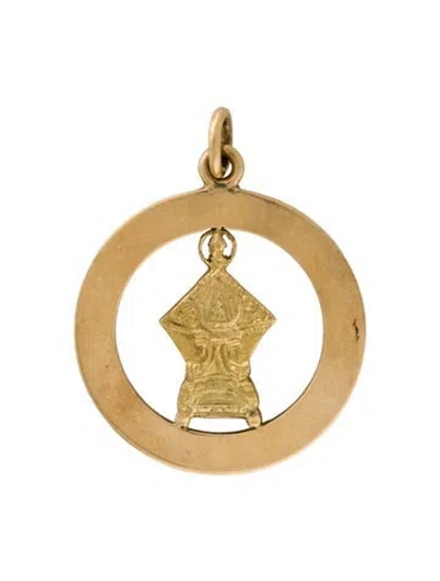Pre-owned Pendant 18k Medallion Circle , 1.75" In Multi