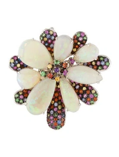 Pre-owned Pendant 18k Multistone & Diamond Convertible  Ring