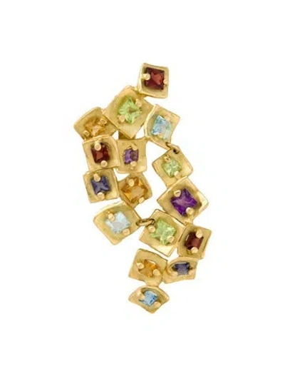 Pre-owned Pendant 18k Multistone Confetti Hinged , 2"