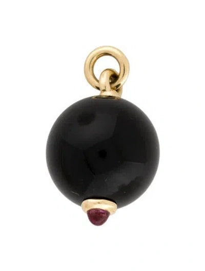 Pre-owned Pendant 18k Onyx & Tourmaline , 1.25" In Multi