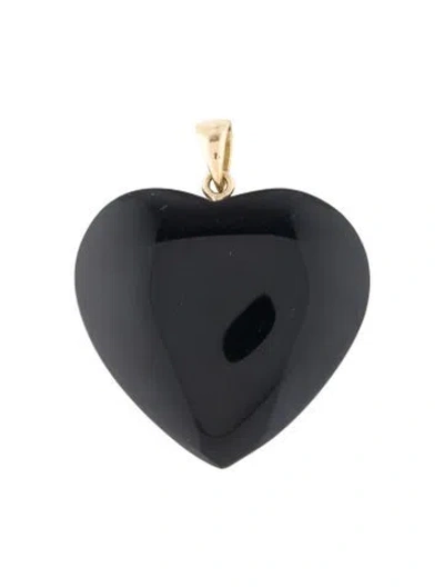 Pre-owned Pendant 18k Onyx Heart Necklace In Multi