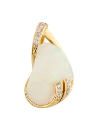 Pre-owned Pendant 18k Opal & Diamond , 1.25" In Multi