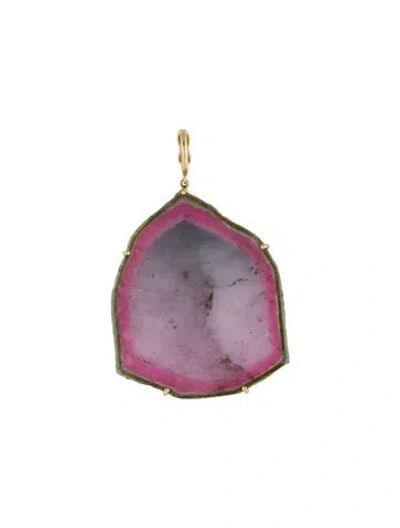 Pre-owned Pendant 18k Pati-color Tourmaline  In Multi