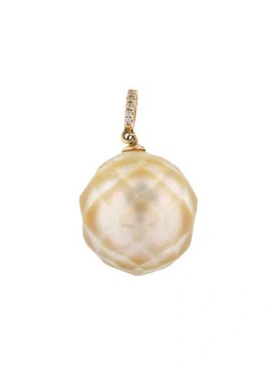 Pre-owned Pendant 18k Pearl & Diamond  In Multi
