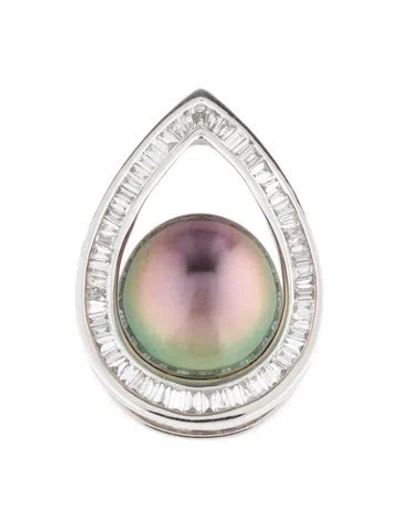 Pre-owned Pendant 18k Pearl & Diamond  In Multi