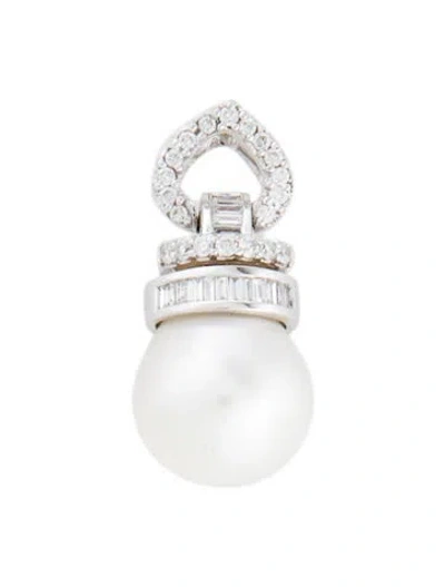 Pre-owned Pendant 18k Pearl & Diamond  In Multi