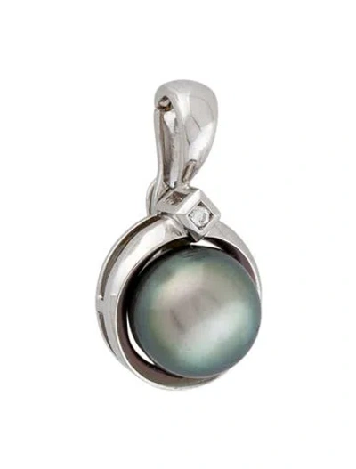 Pre-owned Pendant 18k Pearl & Diamond  In Multi